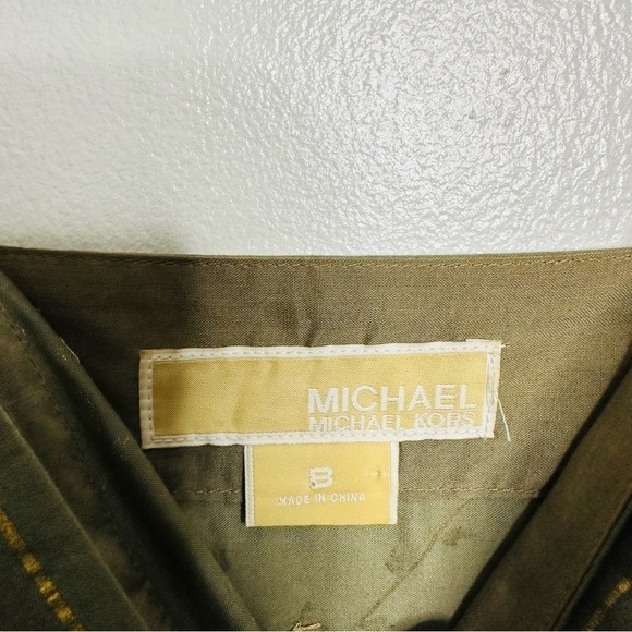 MICHAEL Michael Kors Olive Green Gold Imprint Border with Sequins Dress Size 8 - Picture 6 of 6
